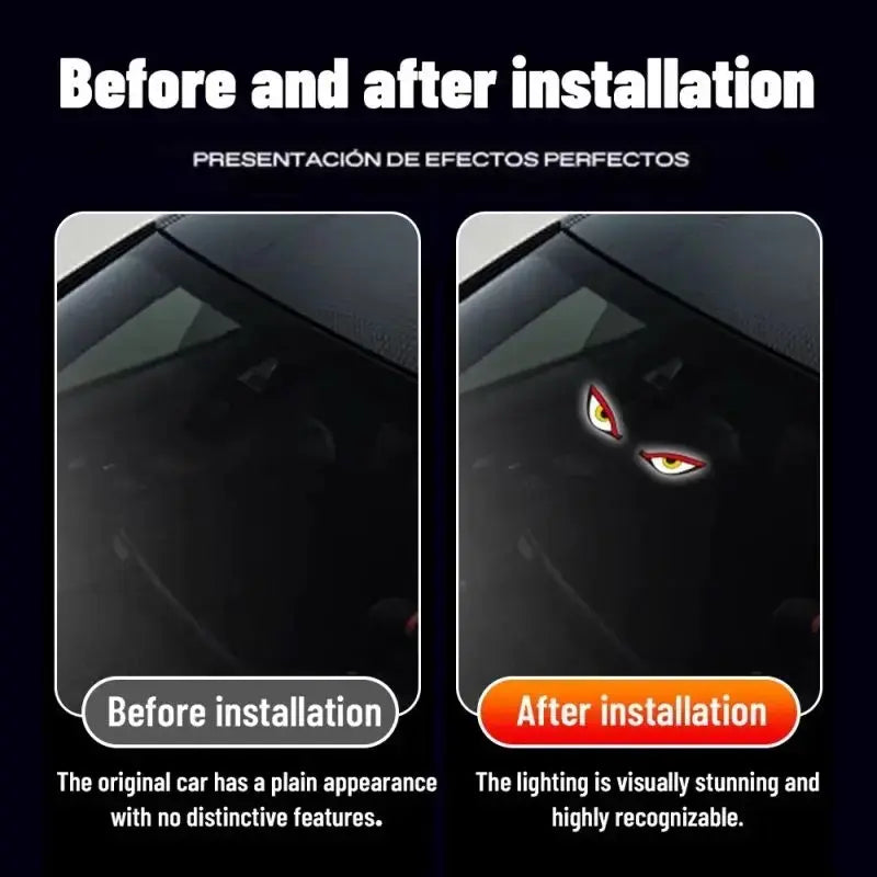 Car Rear Window Dynamic LED Display – Vampire Devil Eye Emoji Panel, Auto Decorative Light