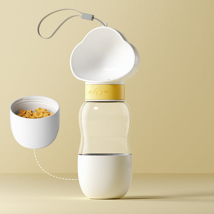 Portable Pet Water Bottle with Feeding Container